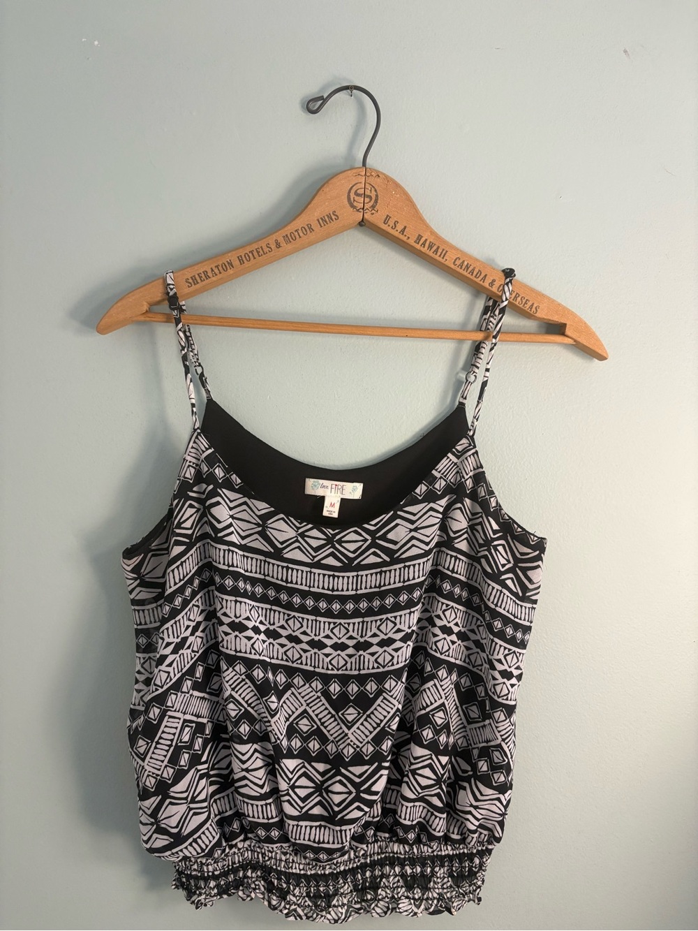 Love & Fire Black & White Tribal Print Cami Tank Top